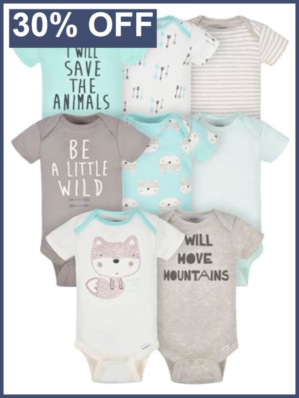 8-Pack 100% Cotton Short Sleeve Onesies Bodysuits Baby